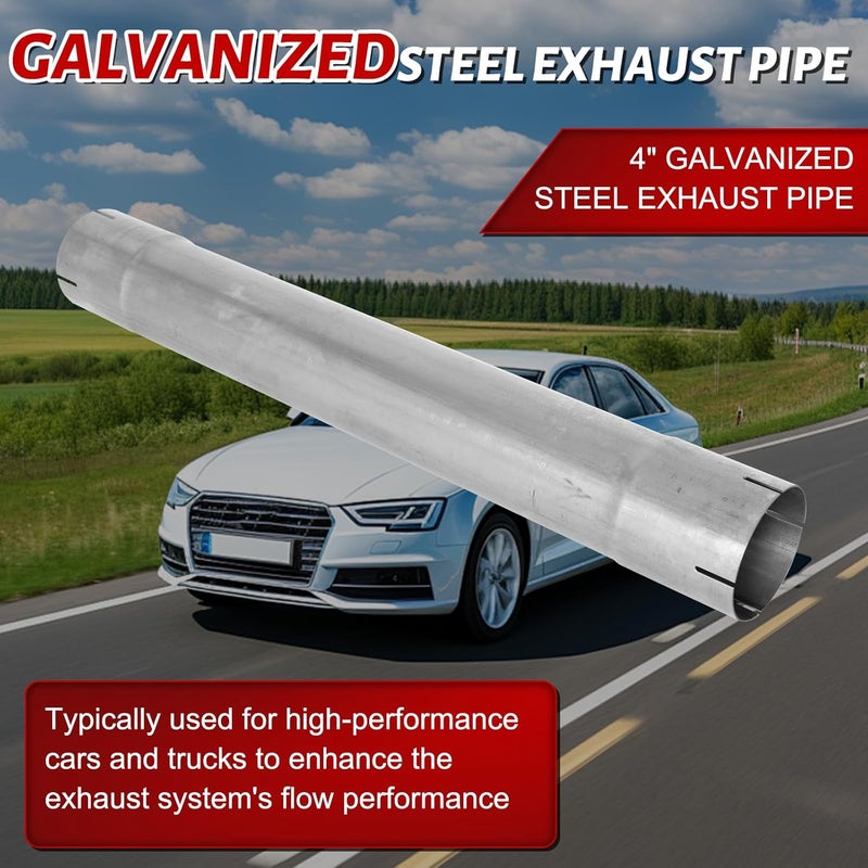 STMGW Silver Galvanized Straight Exhaust Pipe Tubing Steel 30 Inch Long 4 Inch OD - Image 4